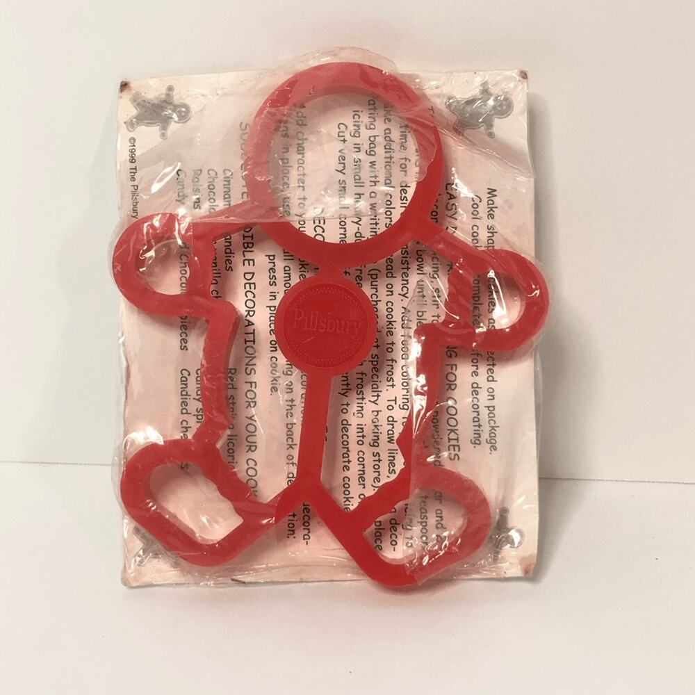 Vtg pillsbury cookie cutter gingerbread man red plastic hoilday 90s christmas